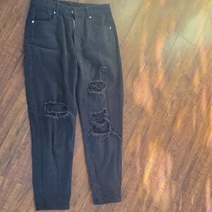 SHEIN Women's Black Ripped Skinny Jeans